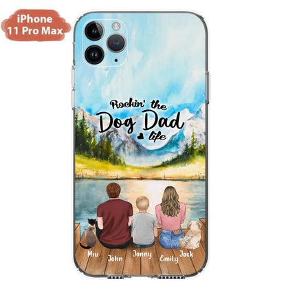 Personalized Pet Couple Phone Case - Parent With 1 Kid And 2 Pets - Case For iPhone And Samsung