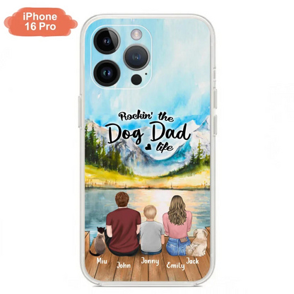 Personalized Pet Couple Phone Case - Parent With 1 Kid And 2 Pets - Case For iPhone And Samsung