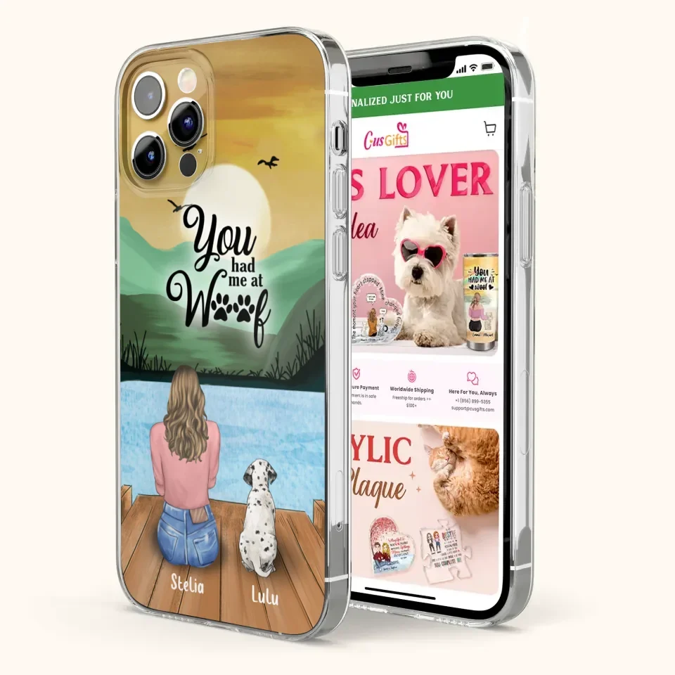 Personalized Dog Mom Phone Case - Gifts For Dog Lover With Up to 4 Dogs - You Had Me At Woof - The New Version for iPhone 16 Series