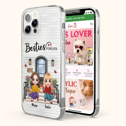 Custom Personalized Besties Sisters Front Porch Phone Case - Upto 5 Women - Gift Idea For Friends/ Besties/ Sisters - Besties Forever - Case For iPhone/ Samsung