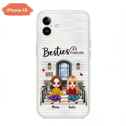 Custom Personalized Besties Sisters Front Porch Phone Case - Upto 5 Women - Gift Idea For Friends/ Besties/ Sisters - Besties Forever - Case For iPhone/ Samsung