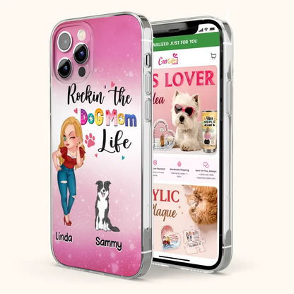 Personalized Dog Mom Phone Case - Up to 6 Dogs - Gift Idea For Dog Lover - Rockin' The The Dog Mom Life - Case for iPhone/Samsung