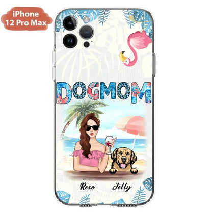 Custom Personalized Dog Mom Summer Patterned Phone Case - Upto 4 Dogs - Gift Idea For Dog Mom - Case For iPhone And Samsung