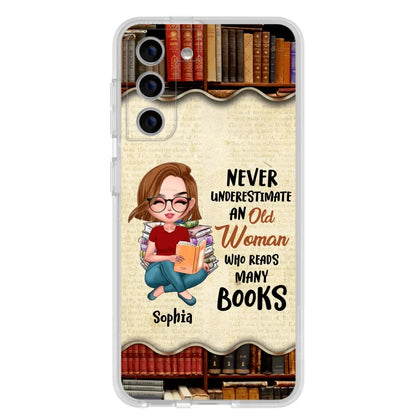 Custom Personalized Old Woman Books Phone Case -  Gift Idea For Books Lover - Case For iPhone And Samsung