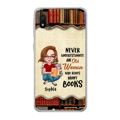 Custom Personalized Old Woman Books Phone Case -  Gift Idea For Books Lover - Case For iPhone And Samsung