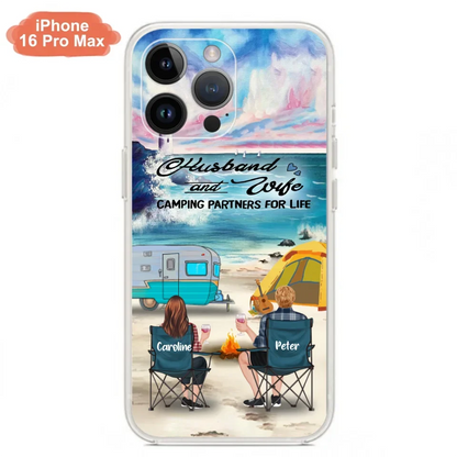 Custom Personalized Beach Camping Phone Case - Couple/ Parents With Upto 3 Kids And 3 Pets - Gift Idea For Camping Lover - Case For iPhone And Samsung
