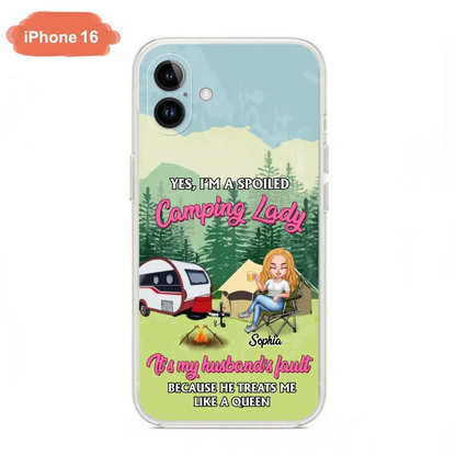 Custom Personalized Camping Lady Phone Case -  Gift Idea For Camping Lovers - Cases For iPhone/Samsung