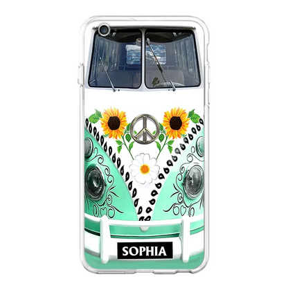 Custom Personalized Sunflower Peace Bus Phone Case - Best Gift Idea For Bus Lovers - Cases For iPhone And Samsung