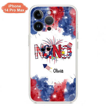 Custom Personalized Grandma Phone Case - 4th of July Mimi Phone Case With Child Names - Up To 10 Children - Gift Idea For Grandma - Cases For Iphone And Samsung