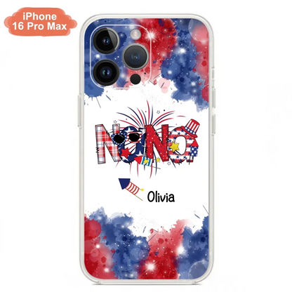 Custom Personalized Grandma Phone Case - 4th of July Mimi Phone Case With Child Names - Up To 10 Children - Gift Idea For Grandma - Cases For Iphone And Samsung