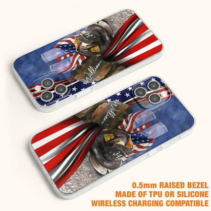 Personalized Fire Fighter Phone Case - Gift Idea For 4th Of July Day - Cases For iPhone And Samsung