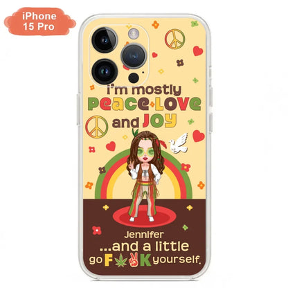 Custom Personalized Chibi Girl Case for iPhone/ Samsung - Gift Idea For Best Friend - I'm Mostly Peace Love and Joy
