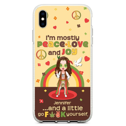 Custom Personalized Chibi Girl Case for iPhone/ Samsung - Gift Idea For Best Friend - I'm Mostly Peace Love and Joy