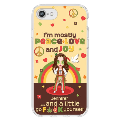Custom Personalized Chibi Girl Case for iPhone/ Samsung - Gift Idea For Best Friend - I'm Mostly Peace Love and Joy