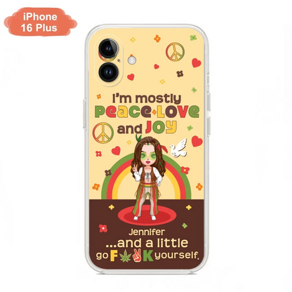 Custom Personalized Chibi Girl Case for iPhone/ Samsung - Gift Idea For Best Friend - I'm Mostly Peace Love and Joy