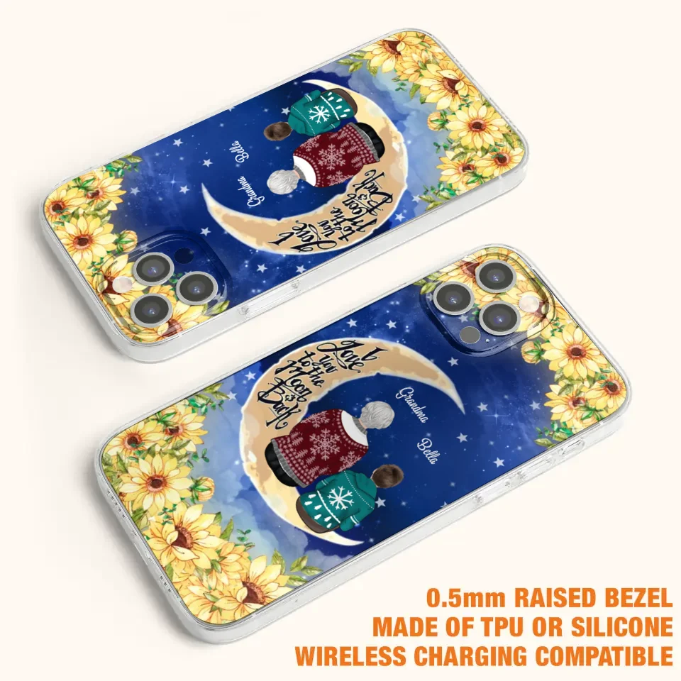 Personalized Grandma & Grandchilds Sitting On Moon Phone Case - Up to 3 Kids - Gift Idea For Grandma - I Love You To The Moon And Back - Cases For iPhone & Samsung