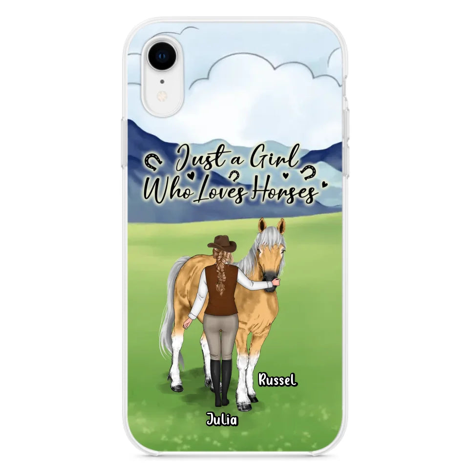 Custom Personalized Horse Girl Phone Case - Gift Idea For Horse Lovers/Horse Owners - Just A Girl Who Loves Horses - Case For iPhone & Samsung