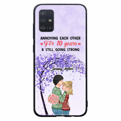 Custom Personalized Couple Kissing Phone Case - Gift Idea For Couple/Lovers - Annoying Each Other For 10 Years & Still Going Strong - Cases For iPhone & Samsung