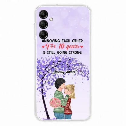 Custom Personalized Couple Kissing Phone Case - Gift Idea For Couple/Lovers - Annoying Each Other For 10 Years & Still Going Strong - Cases For iPhone & Samsung