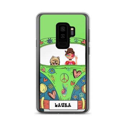 Personalized Hippie Girl Phone Case - Girl with up to 3 Pets - Case for iPhone, Samsung and Xiaomi