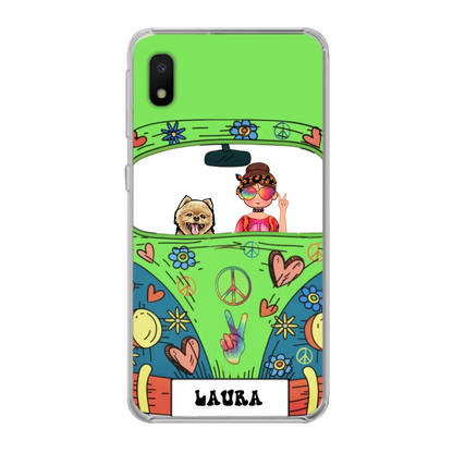 Personalized Hippie Girl Phone Case - Girl with up to 3 Pets - Case for iPhone, Samsung and Xiaomi
