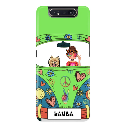 Personalized Hippie Girl Phone Case - Girl with up to 3 Pets - Case for iPhone, Samsung and Xiaomi