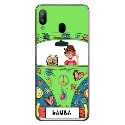 Personalized Hippie Girl Phone Case - Girl with up to 3 Pets - Case for iPhone, Samsung and Xiaomi