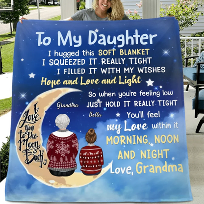Personalized To My Daughter Fleece Throw Blanket/Quilt - Gift Idea For Daughter/Son/Granddaughter/Grandson/Nephew/Niece - I Hugged This Soft Blanket