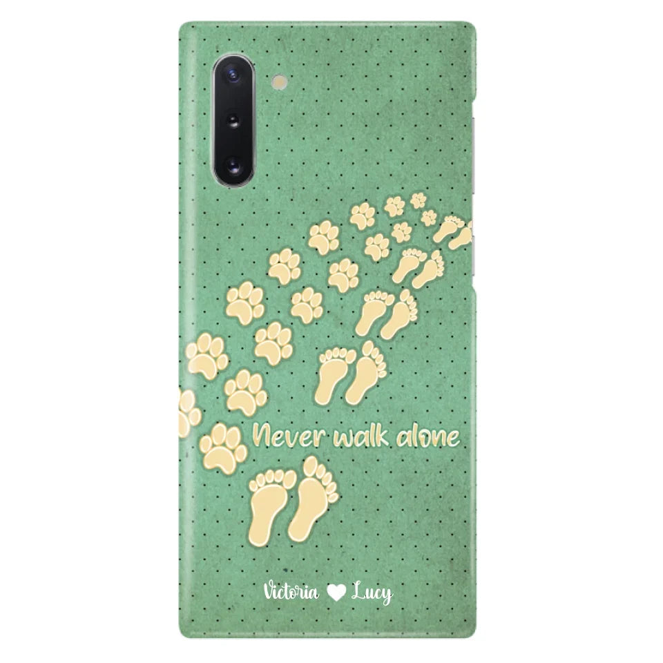 Personalized Dogs's Paws Phone Case - Best Gift Idea For Dog Lovers With Up to 3 Dogs's Paws - Never Walk ALone - Case For iPhone, Samsung And Xiaomi