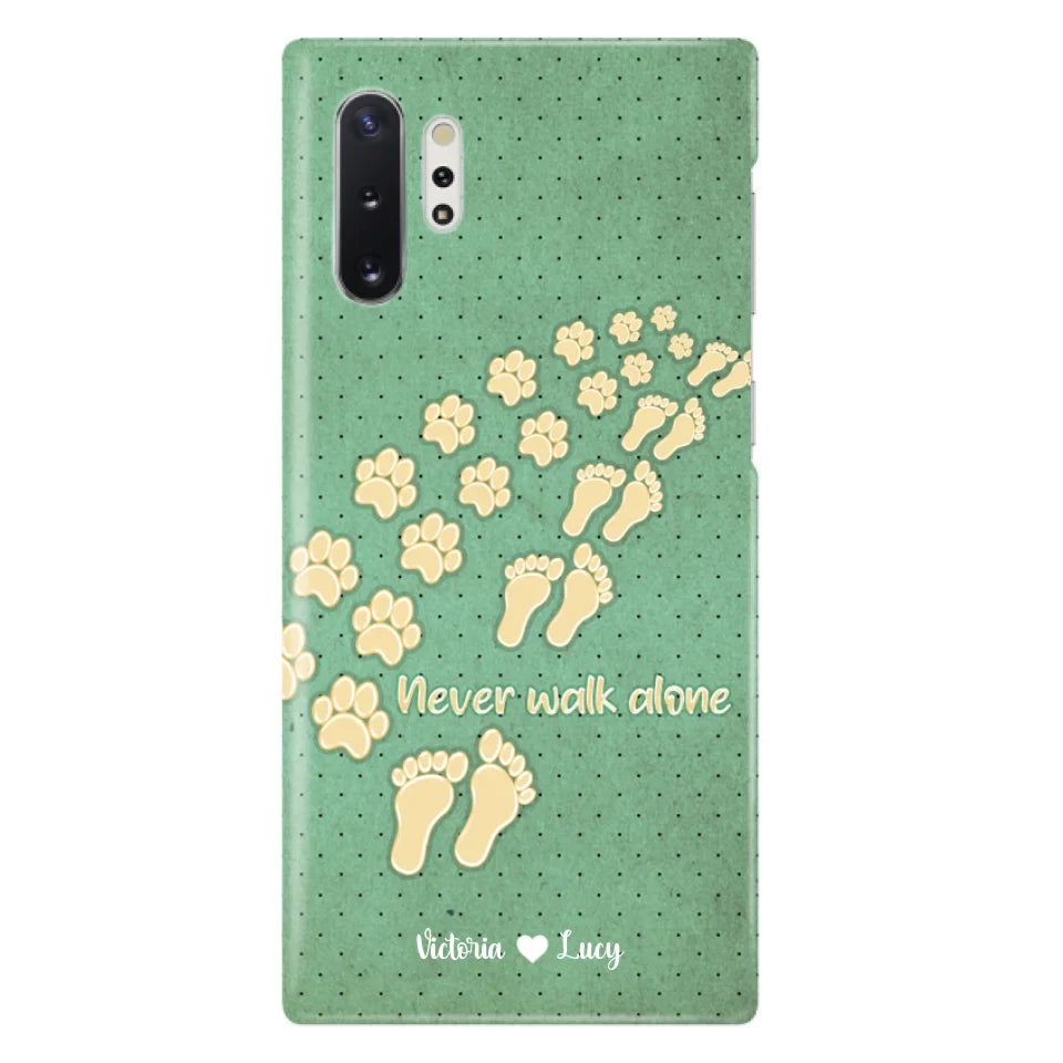 Personalized Dogs's Paws Phone Case - Best Gift Idea For Dog Lovers With Up to 3 Dogs's Paws - Never Walk ALone - Case For iPhone, Samsung And Xiaomi
