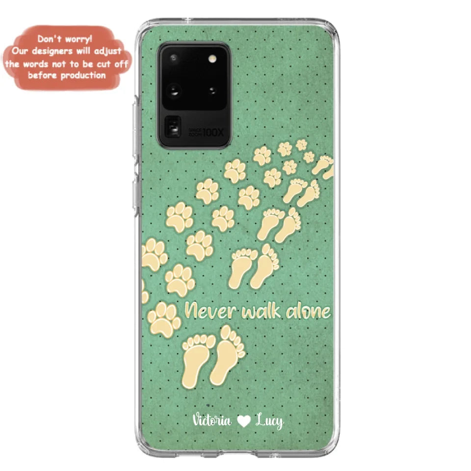 Personalized Dogs's Paws Phone Case - Best Gift Idea For Dog Lovers With Up to 3 Dogs's Paws - Never Walk ALone - Case For iPhone, Samsung And Xiaomi