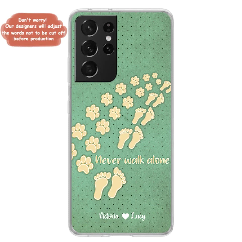 Personalized Dogs's Paws Phone Case - Best Gift Idea For Dog Lovers With Up to 3 Dogs's Paws - Never Walk ALone - Case For iPhone, Samsung And Xiaomi