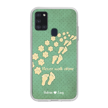 Personalized Dogs's Paws Phone Case - Best Gift Idea For Dog Lovers With Up to 3 Dogs's Paws - Never Walk ALone - Case For iPhone, Samsung And Xiaomi