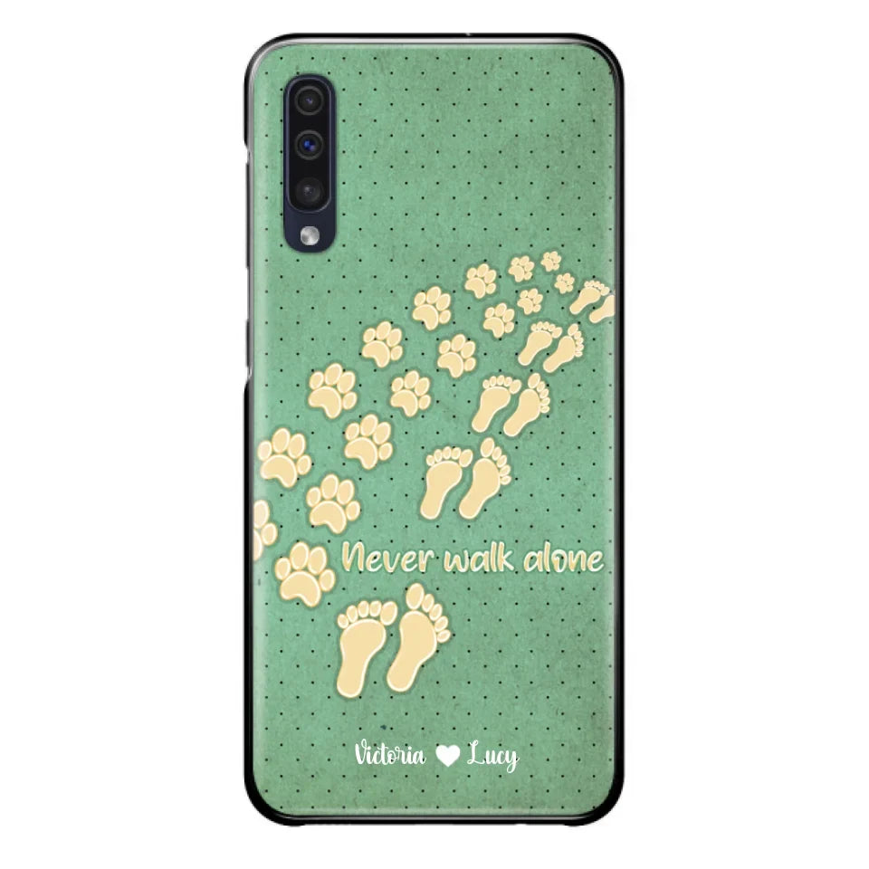 Personalized Dogs's Paws Phone Case - Best Gift Idea For Dog Lovers With Up to 3 Dogs's Paws - Never Walk ALone - Case For iPhone, Samsung And Xiaomi