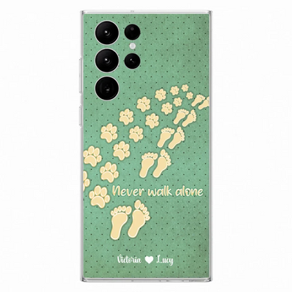 Personalized Dogs's Paws Phone Case - Best Gift Idea For Dog Lovers With Up to 3 Dogs's Paws - Never Walk ALone - Case For iPhone, Samsung And Xiaomi