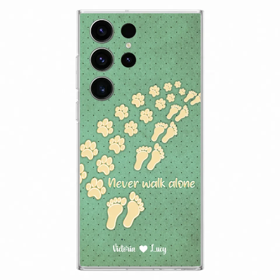 Personalized Dogs's Paws Phone Case - Best Gift Idea For Dog Lovers With Up to 3 Dogs's Paws - Never Walk ALone - Case For iPhone, Samsung And Xiaomi