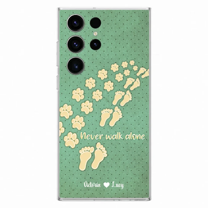 Personalized Dogs's Paws Phone Case - Best Gift Idea For Dog Lovers With Up to 3 Dogs's Paws - Never Walk ALone - Case For iPhone, Samsung And Xiaomi