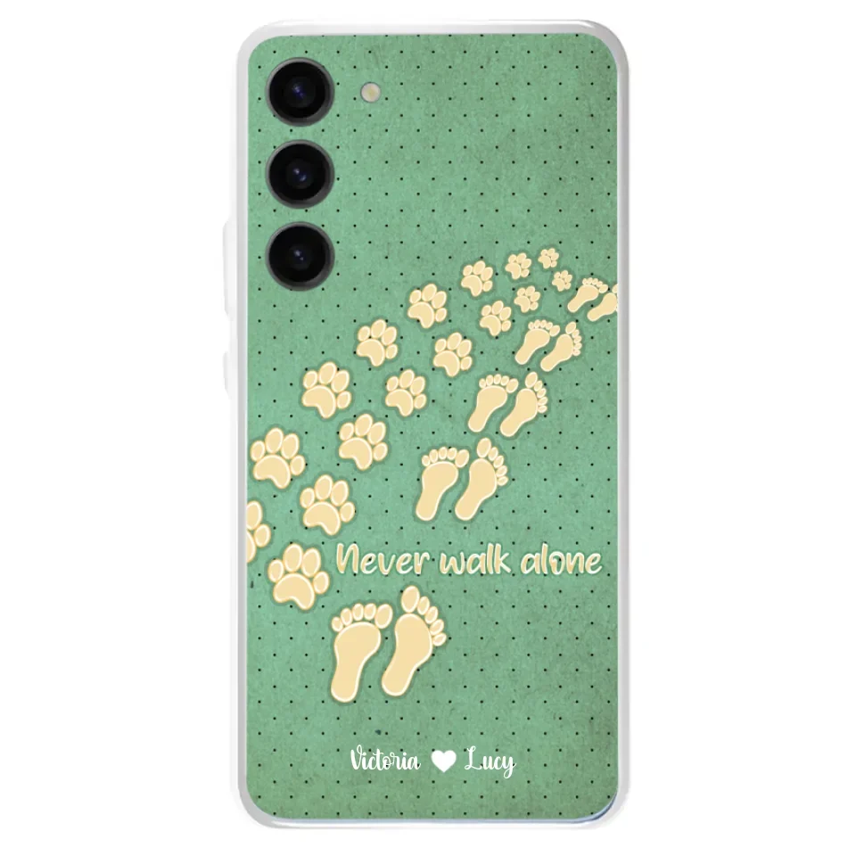 Personalized Dogs's Paws Phone Case - Best Gift Idea For Dog Lovers With Up to 3 Dogs's Paws - Never Walk ALone - Case For iPhone, Samsung And Xiaomi