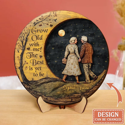 Custom Personalized Old Couple Moon 2 Layered Wooden Art - Gift Idea For Couple - I Had You & You Had Me