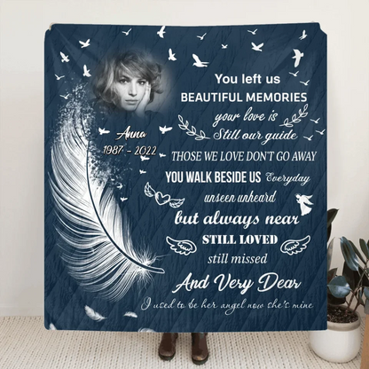 Personalized Memorial Quilt/Fleece Throw Blanket - Upload Photo - Memorial Gift Idea