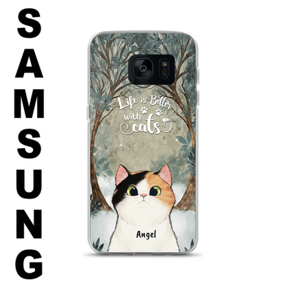 Custom Personalized Cat Phone Case - Best Gift For Cat Lover - Life Is Better With Cats - Phone Case For  iPhone And Samsung