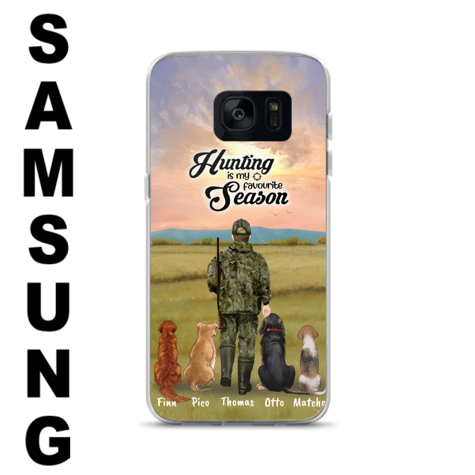 Personalized Hunting Phone Case - Man/Woman With Upto 4 Dogs - Phone Case For iPhone And Samsung - 4168OK