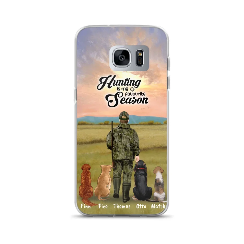 Personalized Hunting Phone Case - Man/Woman With Upto 4 Dogs - Phone Case For iPhone And Samsung - 4168OK