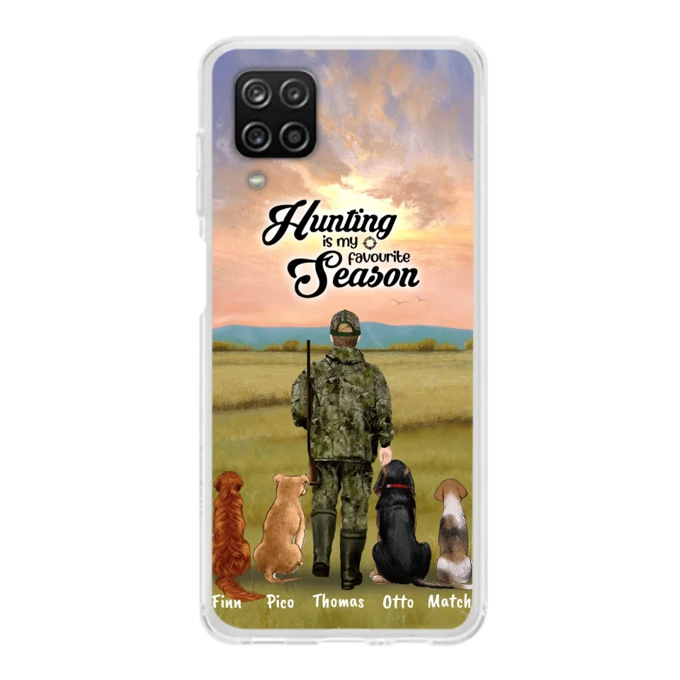 Personalized Hunting Phone Case - Man/Woman With Upto 4 Dogs - Phone Case For iPhone And Samsung - 4168OK