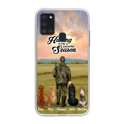 Personalized Hunting Phone Case - Man/Woman With Upto 4 Dogs - Phone Case For iPhone And Samsung - 4168OK