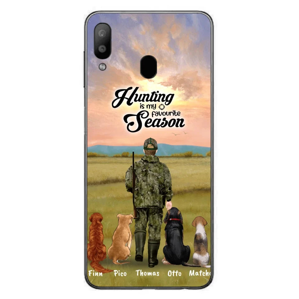Personalized Hunting Phone Case - Man/Woman With Upto 4 Dogs - Phone Case For iPhone And Samsung - 4168OK