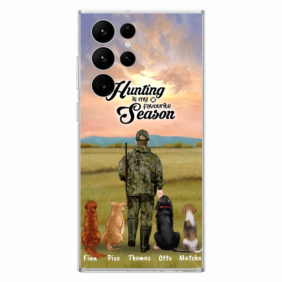 Personalized Hunting Phone Case - Man/Woman With Upto 4 Dogs - Phone Case For iPhone And Samsung - 4168OK
