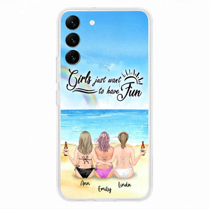 Personalized Best Friends Phone Case - Upto 3 Besties - Girls Just Want To Have Fun