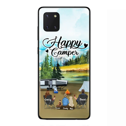 Personalized Camping Phone Case - Parents With 1 Kids And 2 Pets - Best Gift For Family - Happy Camper - Case For iPhone And Samsung