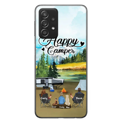 Personalized Camping Phone Case - Parents With 1 Kids And 2 Pets - Best Gift For Family - Happy Camper - Case For iPhone And Samsung